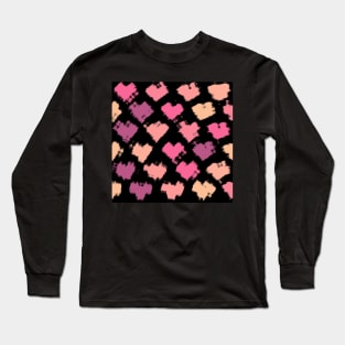 Waves of Pixel Pink Hearts Pattern Long Sleeve T-Shirt